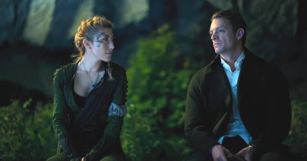 Dichen Lachman as Reileen Kawahara and Joel Kinnaman as Takeshi Kovacs - Altered Carbon 101