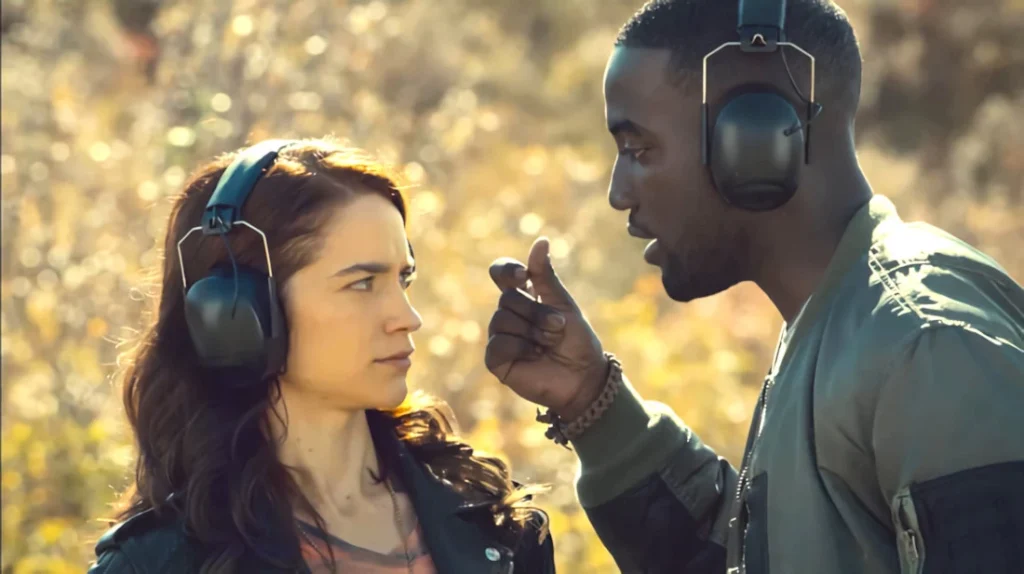Shamier Anderson (Xavier Dolls) explains to Wynonna (Melanie Scrofano) explains what happens to towns that discover they are besieged by hellspawn. - Wynonna Earp 102