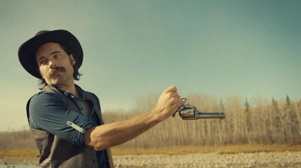 Tim Rozon as Doc Holliday demonstrating his trick shooting abilities - Wynonna Earp 104