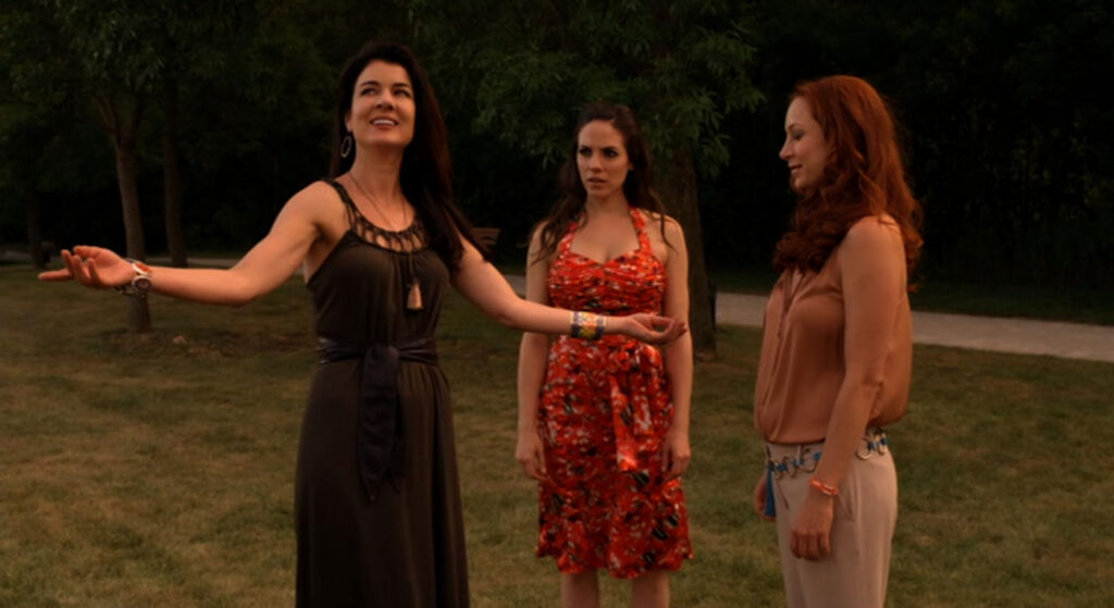 Two witches and a succubus: Caroline (Gabrielle Miller), Bo (Anna Silk), and Susan (Sadie LeBlanc)- Lost Girl 311