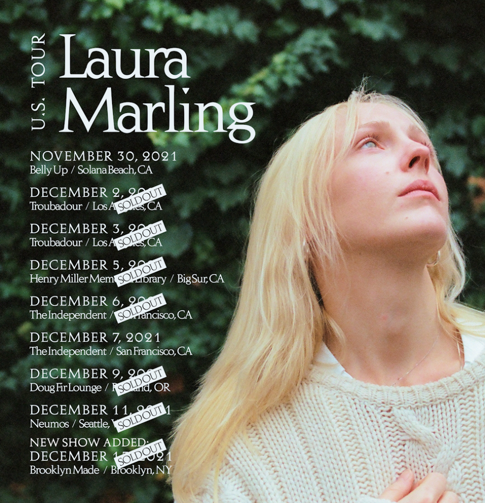 Poster for Laura Marling's US tour November and December 2021