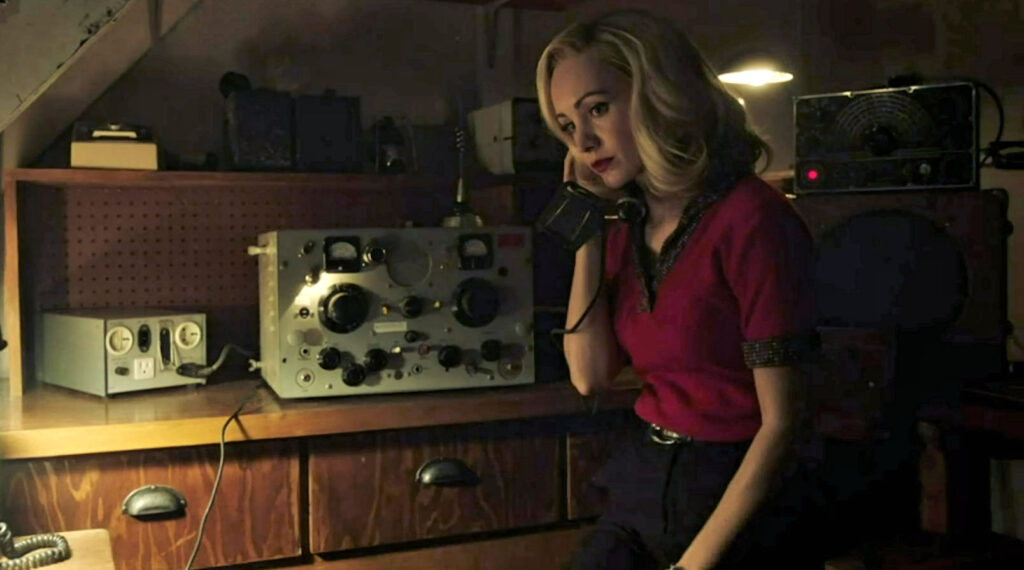 Susie Miller (Ksenia Solo) listens to Hynek's phone conversations- Project Blue Book 102