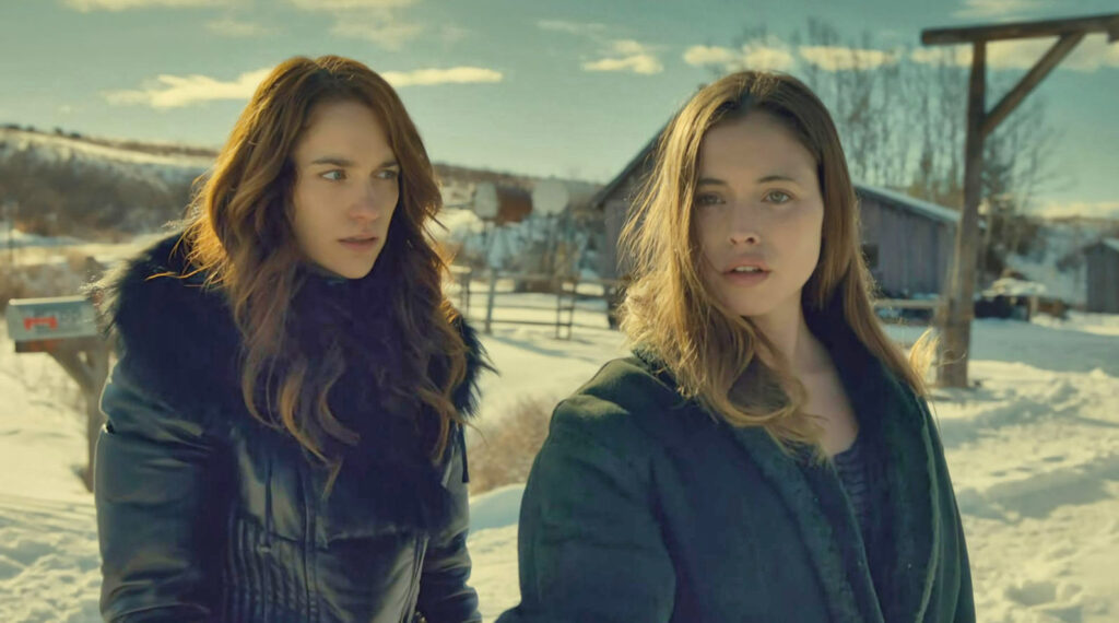Melanie Scrofano as Wynonna and Natalie Krill Willa - Wynonna Earp 111