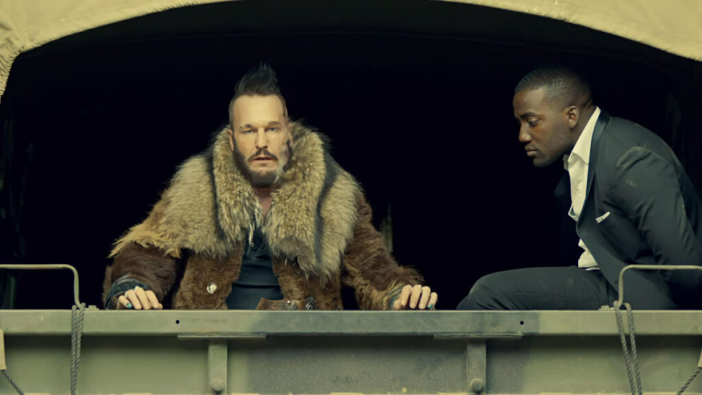 Bobo (Michael Eklund) and Dolls (Shamier Anderson) headed out of town in the back of a military transport truck - Wynonna Earp 113