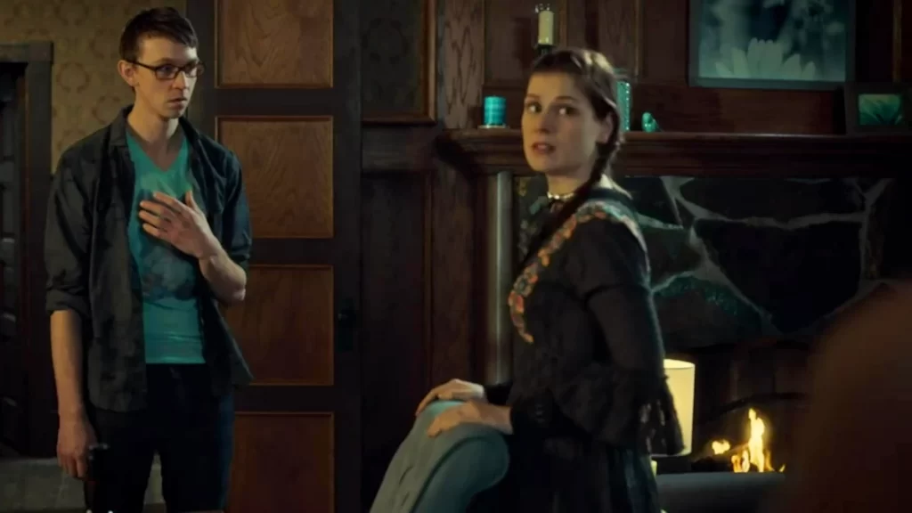 Caleb Ellsworth-Clark as Tucker Gardner and Meghan Heffern as his sister Beth - Wynonna Earp 203