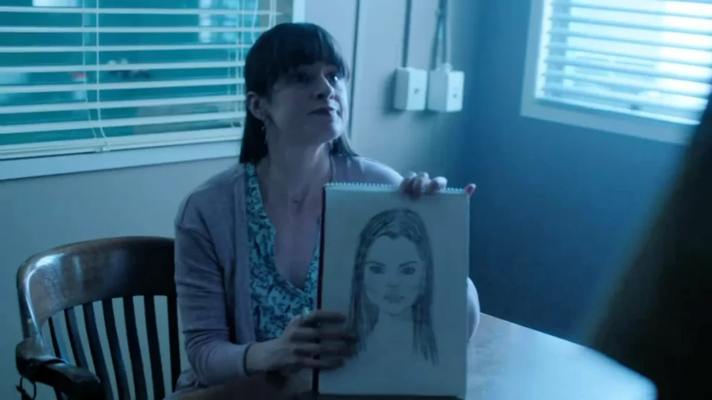 Vicki (Jennifer Koenig) and her sketch of Ryn - Siren 103