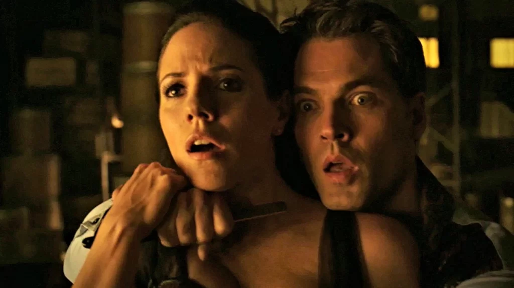 Massimo (Tim Rozon) and Bo (Anna Silk) watch Tamsin sprout wings - Lost Girl 404