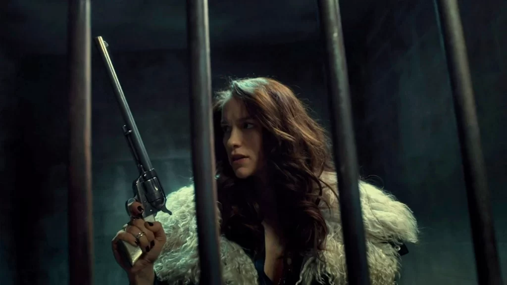 Melanie Scrofano in jail cell with peacemaker - Wynonna Earp 205
