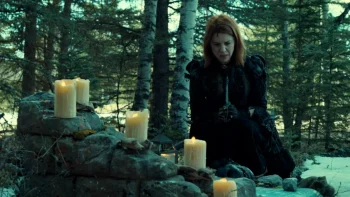 The Widow Mercedes (Dani Kind) uses Constance's charred severed head and other assorted charms to scry for the location of the third seal - Wynonna Earp 209