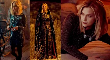 Rayisa Kondracki as Constance Clootie in three outfits from Season One - Wynonna Earp