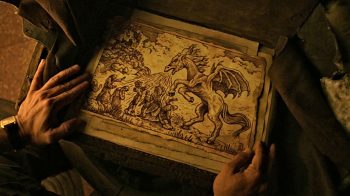 Drawing of a fire-breathing winged horse - Lost Girl 309